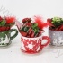 Каланхоэ Cup Rendier Groen/Rood/Grijs+Kalanchoe